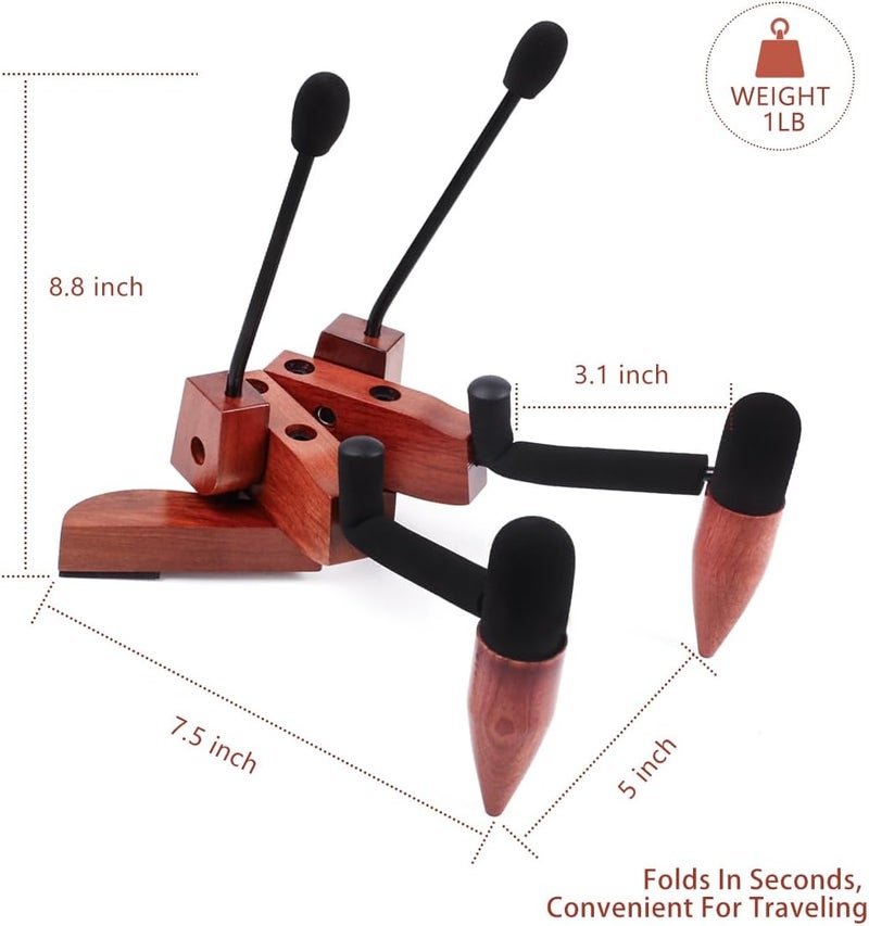 DIDA Foldable Wooden Ukulele Stand - Compact and Portable Storage for Ukulele, Mandolin and Violin Sturdy Design - Perfect for Home, Studio, or Concert Use (Rosewood) - Image 2